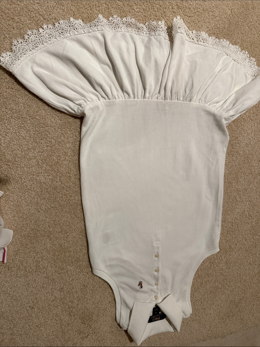 Polo by Ralph Lauren White Lace-Trim Knit Bodysuit